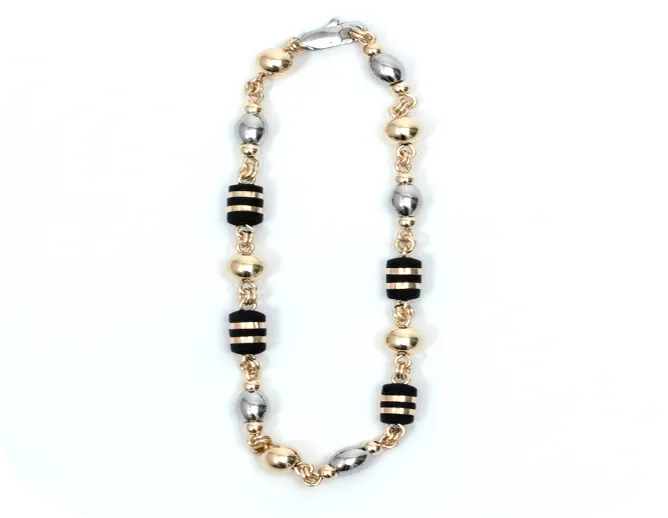 PULSERA ESPECIAL ORO LAMINADO B6mm ÓVALO PLATEADO CON BARRIL EN NEOPRENO TIPO DOBLE LÁMINA - Image 3