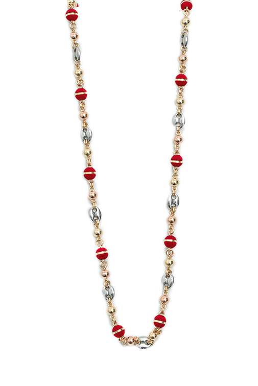 COLLAR ESPECIAL EN ORO LAMINADO ESTILO GUCCI TRES OROS CON BALÍN EN NEOPRENO TIPO LÁMINA SENCILLA AMARILLA - Image 3