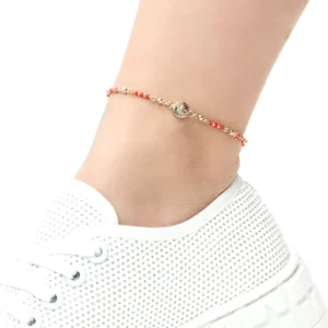 TOBILLERA ESPECIAL EN ORO LAMINADO CON MOSTACILLA Y DIJE EN ORO LAMINADO TIPO SAN BENITO SISTEMA DE AGARRE